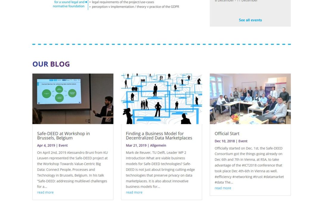 Safe Deed Website Webdesign H2020 Horizon 2020 Project Europe
